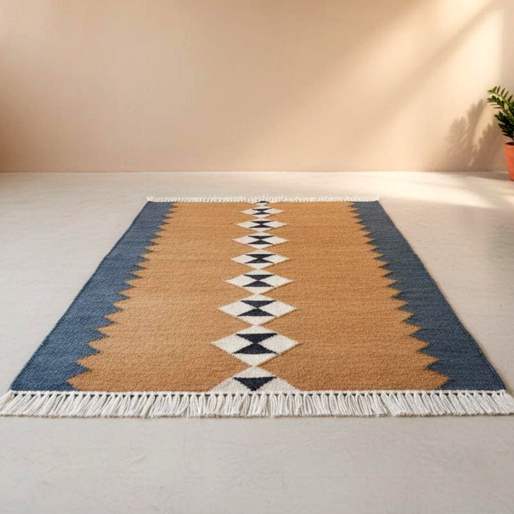 Handcrafted Wool Multicolor Vintage Dhurrie For Home